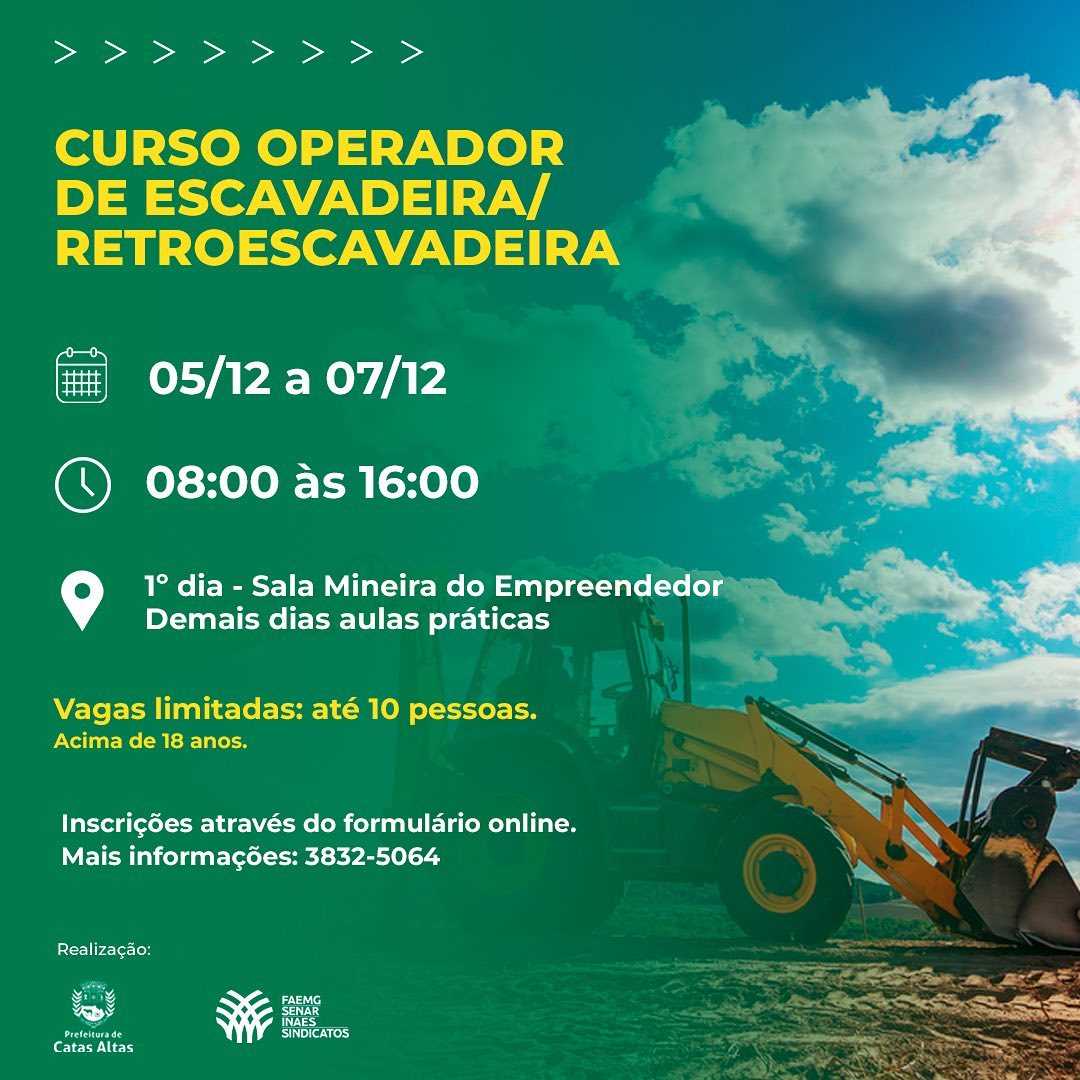 Prefeitura Municipal De Catas Altas CURSO DE OPERADOR DE ESCAVADEIRA